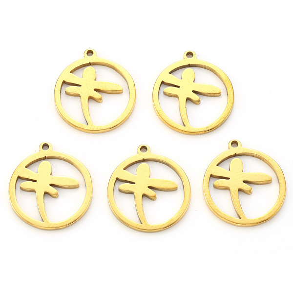 PandaHall Vacuum Plating 304 Stainless Steel Pendants, Laser Cut, Ring with Dragonfly, Golden, 17x15x1mm, Hole: 1.2mm 304 Stainless Steel...
PandaHall Vacuum Plating 304 Stainless Steel Pendants, Laser Cut, Ring with Dragonfly, Golden, 17x15x1mm, Hole: 1.2mm 304 Stainless Steel...