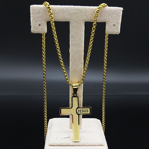 PandaHall 304 Stainless Steel Pendant Necklaces, Cross with Word Jesus, Golden, 23.82 inch(60.5cm) 304 Stainless Steel Cross
PandaHall 304 Stainless Steel Pendant Necklaces, Cross with Word Jesus, Golden, 23.82 inch(60.5cm) 304 Stainless Steel Cross