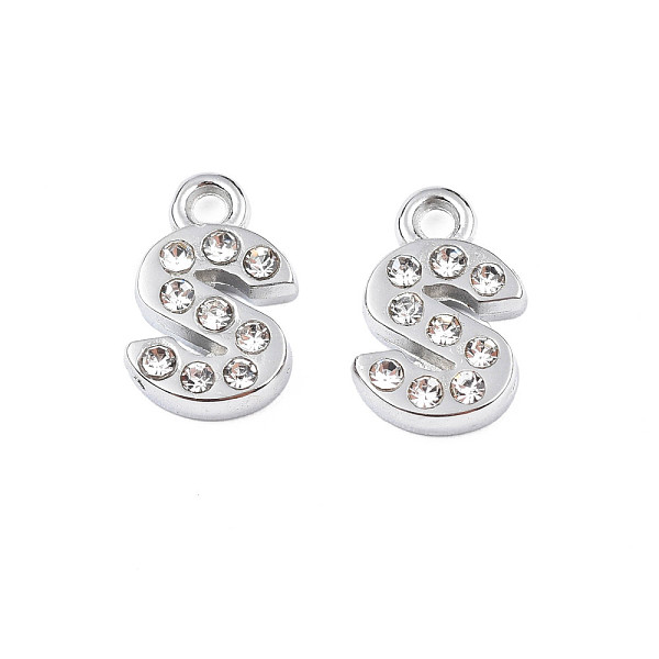 PandaHall 304 Stainless Steel Charms, with Crystal Rhinestone, Letter, Letter.S, 10~10.5x2~8x2mm, Hole: 1.2mm Stainless Steel+Rhinestone..., Clear
PandaHall 304 Stainless Steel Charms, with Crystal Rhinestone, Letter, Letter.S, 10~10.5x2~8x2mm, Hole: 1.2mm Stainless Steel+Rhinestone..., Clear