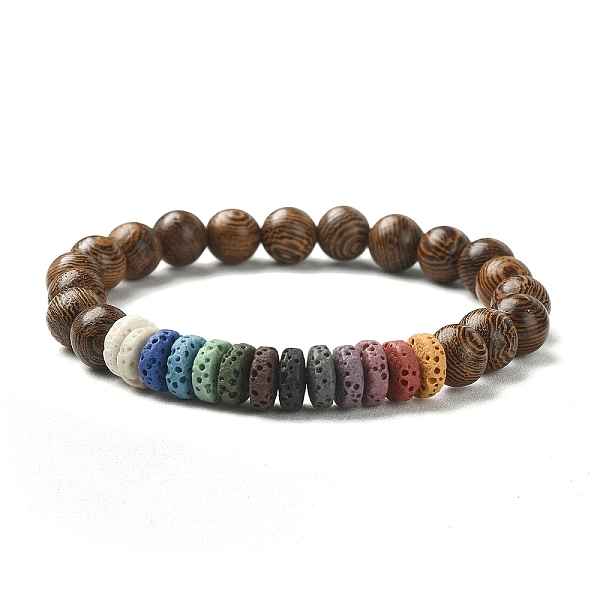 PandaHall Dyed Natural Lava Rock Rondelle & Wooden Round Beaded Stretch Bracelet, Colorful, Inner Diameter: 2-1/8 inch(5.3cm) Lava Rock
PandaHall Dyed Natural Lava Rock Rondelle & Wooden Round Beaded Stretch Bracelet, Colorful, Inner Diameter: 2-1/8 inch(5.3cm) Lava Rock