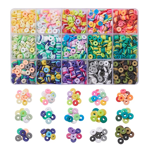 PandaHall 2400Pcs 15 Colors Handmade Polymer Clay Beads, Heishi Beads, for DIY Jewelry Crafts Supplies, Disc/Flat Round, Mixed Color, 6x1mm..., Multicolor
PandaHall 2400Pcs 15 Colors Handmade Polymer Clay Beads, Heishi Beads, for DIY Jewelry Crafts Supplies, Disc/Flat Round, Mixed Color, 6x1mm..., Multicolor