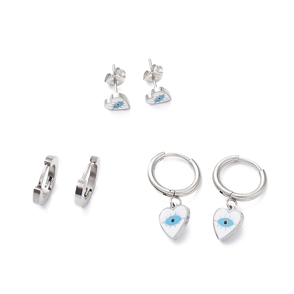 PandaHall 3 Pairs 3 Style Enamel Heart with Evil Eye Dangle Hoop Earrings, 304 Stainless Steel Stud Earrings for Women, Stainless Steel...
PandaHall 3 Pairs 3 Style Enamel Heart with Evil Eye Dangle Hoop Earrings, 304 Stainless Steel Stud Earrings for Women, Stainless Steel...