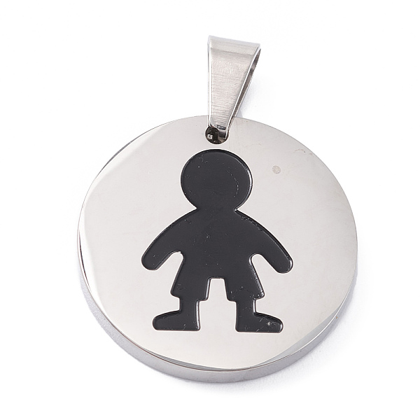 PandaHall 304 Stainless Steel Pendants, with Enamel, Polishing, Flat Round with Silhouette Boy, Stainless Steel Color, 25x3mm, Hole: 7.5x5mm...
PandaHall 304 Stainless Steel Pendants, with Enamel, Polishing, Flat Round with Silhouette Boy, Stainless Steel Color, 25x3mm, Hole: 7.5x5mm...