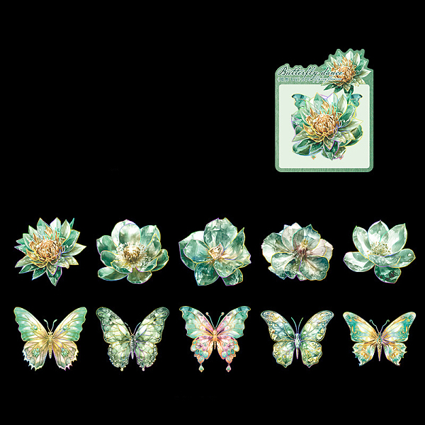 PandaHall PET Self-Adhesive Floral Stickers, Butterfly Waterproof Hot Stamping Decals for DIY Scrapbooking, Green Yellow, 80x80mm, 10pcs/set...
PandaHall PET Self-Adhesive Floral Stickers, Butterfly Waterproof Hot Stamping Decals for DIY Scrapbooking, Green Yellow, 80x80mm, 10pcs/set...