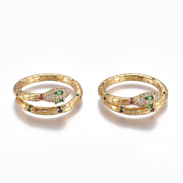 PandaHall Brass Micro Pave Cubic Zirconia Cuff Rings, Open Rings, Long-Lasting Plated, Snake, Colorful, Golden, Size 7, Inner Diameter: 17mm...
PandaHall Brass Micro Pave Cubic Zirconia Cuff Rings, Open Rings, Long-Lasting Plated, Snake, Colorful, Golden, Size 7, Inner Diameter: 17mm...