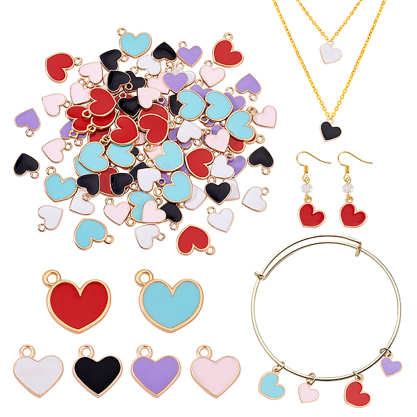 PandaHall AHADERMAKER 90Pcs 6 Style Alloy Enamel Pendants, Heart Charm, Mixed Color, 12~15.5x11~15.5x1.5mm, Hole: 1.5~1.6mm, 15pcs/style..., Multicolor
PandaHall AHADERMAKER 90Pcs 6 Style Alloy Enamel Pendants, Heart Charm, Mixed Color, 12~15.5x11~15.5x1.5mm, Hole: 1.5~1.6mm, 15pcs/style..., Multicolor