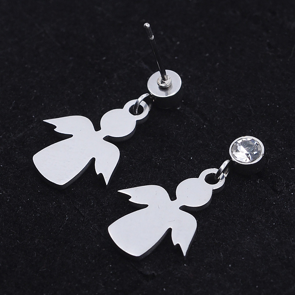 PandaHall 201 Stainless Steel Dangle Stud Earrings, with Clear Cubic Zirconia, Angel, Stainless Steel Color, 21mm, Pin: 0.8mm Cubic Zirconia...
PandaHall 201 Stainless Steel Dangle Stud Earrings, with Clear Cubic Zirconia, Angel, Stainless Steel Color, 21mm, Pin: 0.8mm Cubic Zirconia...