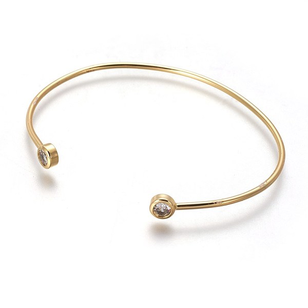 PandaHall Brass Cuff Bangles, Torque Bangles, with Cubic Zirconia, Real 18K Gold Plated, 2-1/4 inchx1-5/8 inch(5.7x4.2cm) Cubic Zirconia..., Clear
PandaHall Brass Cuff Bangles, Torque Bangles, with Cubic Zirconia, Real 18K Gold Plated, 2-1/4 inchx1-5/8 inch(5.7x4.2cm) Cubic Zirconia..., Clear