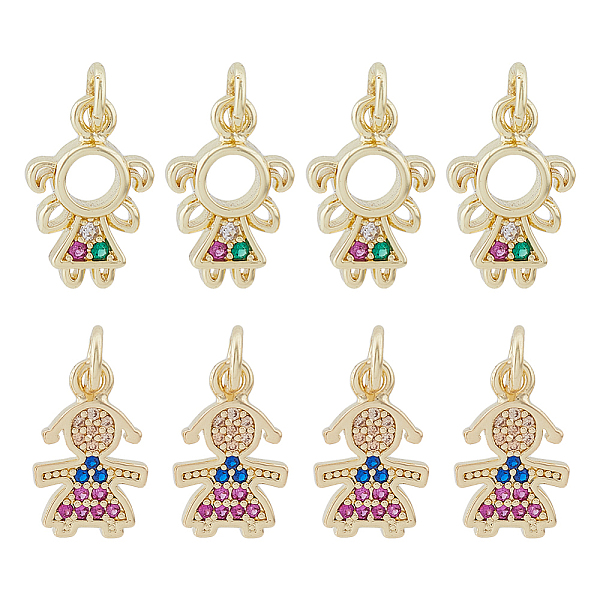PandaHall DICOSMETIC 8Pcs 2 Style Brass Micro Pave Cubic Zirconia Charms, with Jump Ring, Real 18K Gold Plated, Girl Charm, Mixed Color..., Multicolor
PandaHall DICOSMETIC 8Pcs 2 Style Brass Micro Pave Cubic Zirconia Charms, with Jump Ring, Real 18K Gold Plated, Girl Charm, Mixed Color..., Multicolor