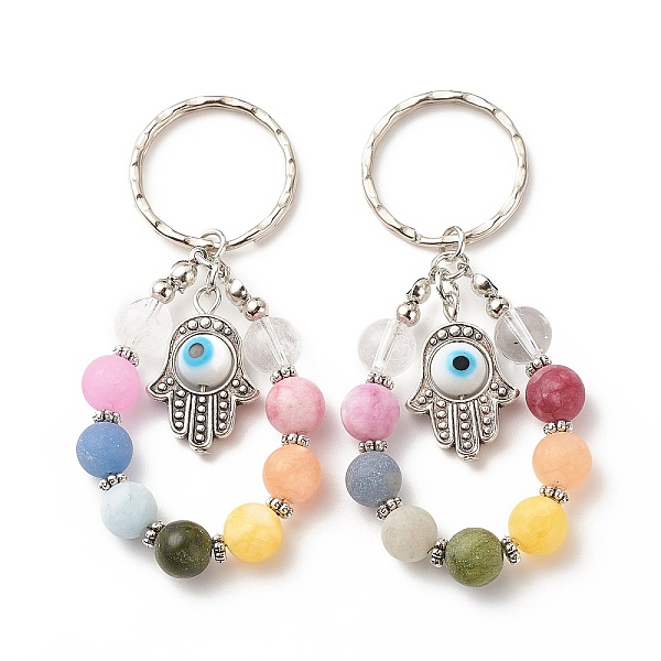 PandaHall Gemstone Keychain, with Alloy & Handmade Evil Eye Lampwork Pendant, and Iron & Alloy Spacer Beads & Split Key Rings, Hamsa..., White
PandaHall Gemstone Keychain, with Alloy & Handmade Evil Eye Lampwork Pendant, and Iron & Alloy Spacer Beads & Split Key Rings, Hamsa..., White