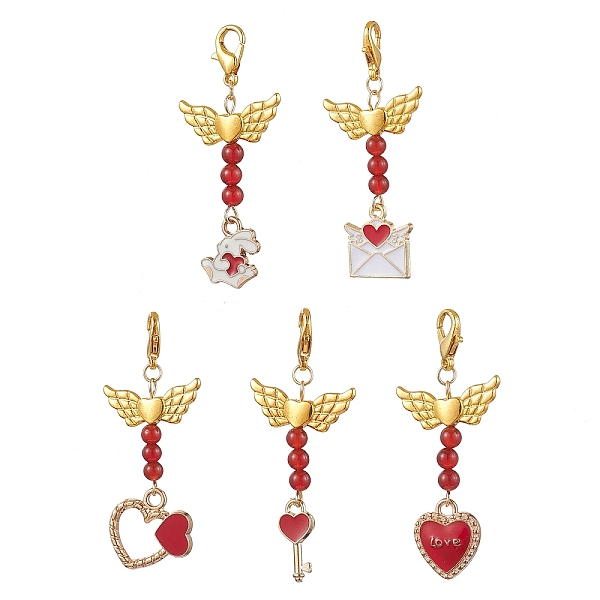 PandaHall Valentine's Day Alloy Enamel Pendant Decoraton, Natural Red Agate Bead & Lobster Claw Clasps Charms, for Backpack Keychain...
PandaHall Valentine's Day Alloy Enamel Pendant Decoraton, Natural Red Agate Bead & Lobster Claw Clasps Charms, for Backpack Keychain...