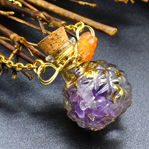 PandaHall Natural Amethyst Chips Perfume Bottle Necklace, Glass Pendant Necklace with Alloy Chains for Women, 19.69 inch(50cm) Amethyst
PandaHall Natural Amethyst Chips Perfume Bottle Necklace, Glass Pendant Necklace with Alloy Chains for Women, 19.69 inch(50cm) Amethyst