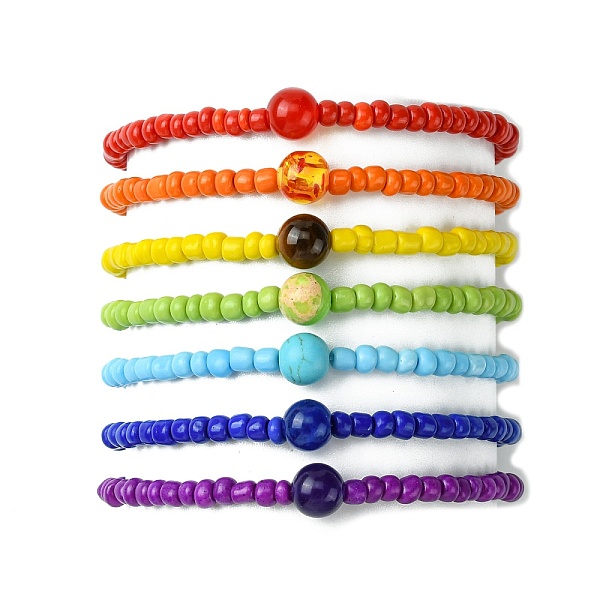 PandaHall 7Pcs 7 Style Natural & Synthetic Mixed Gemstone & Glass Seed Beaded Stretch Bracelets Set, Stackable Bracelets for Women, Inner..., Multicolor
PandaHall 7Pcs 7 Style Natural & Synthetic Mixed Gemstone & Glass Seed Beaded Stretch Bracelets Set, Stackable Bracelets for Women, Inner..., Multicolor