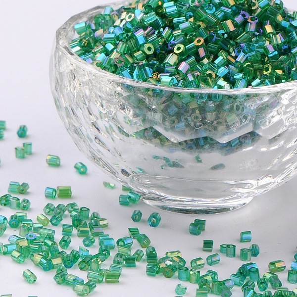 PandaHall 11/0 Two Cut Glass Seed Beads, Hexagon, Trans.Colours Rainbow, Dark Green, Size: about 2.2mm in diameter, about 37500pcs/Pound...
PandaHall 11/0 Two Cut Glass Seed Beads, Hexagon, Trans.Colours Rainbow, Dark Green, Size: about 2.2mm in diameter, about 37500pcs/Pound...