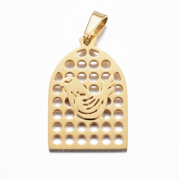 PandaHall Ion Plating(IP) 304 Stainless Steel Pendants, Bird and Birdcage, Golden, 24x15x1.2mm, Hole: 6x3mm 304 Stainless Steel Bird
PandaHall Ion Plating(IP) 304 Stainless Steel Pendants, Bird and Birdcage, Golden, 24x15x1.2mm, Hole: 6x3mm 304 Stainless Steel Bird