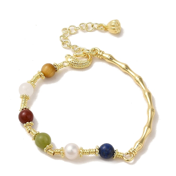 PandaHall Brass Bamboo Link Bracelet, Natural Pearl & Mixed Gemstone Beaded Bracelet, Real 14K Gold Plated, 6-3/8 inch(16.2cm) Mixed Stone...
PandaHall Brass Bamboo Link Bracelet, Natural Pearl & Mixed Gemstone Beaded Bracelet, Real 14K Gold Plated, 6-3/8 inch(16.2cm) Mixed Stone...