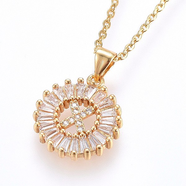 PandaHall 304 Stainless Steel Initial Pendant Necklaces, with Cubic Zirconia, Flat Round with Letter, Golden, Letter.X, 17.71 inch(45cm)..., Clear
PandaHall 304 Stainless Steel Initial Pendant Necklaces, with Cubic Zirconia, Flat Round with Letter, Golden, Letter.X, 17.71 inch(45cm)..., Clear