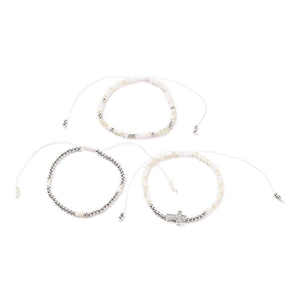 PandaHall Adjustable Nylon Cord Braided Bead Bracelets Sets, with Glass Seed Beads, Brass Round Beads and Brass Micro Pave Clear Cubic..., White
PandaHall Adjustable Nylon Cord Braided Bead Bracelets Sets, with Glass Seed Beads, Brass Round Beads and Brass Micro Pave Clear Cubic..., White