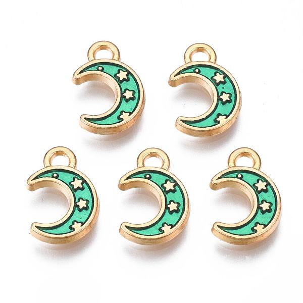 PandaHall Light Gold Plated Alloy Enamel Pendants, Moon with Star, Turquoise, 11.5x7.5x1.5mm, Hole: 1.5mm Alloy+Enamel Moon Green
PandaHall Light Gold Plated Alloy Enamel Pendants, Moon with Star, Turquoise, 11.5x7.5x1.5mm, Hole: 1.5mm Alloy+Enamel Moon Green