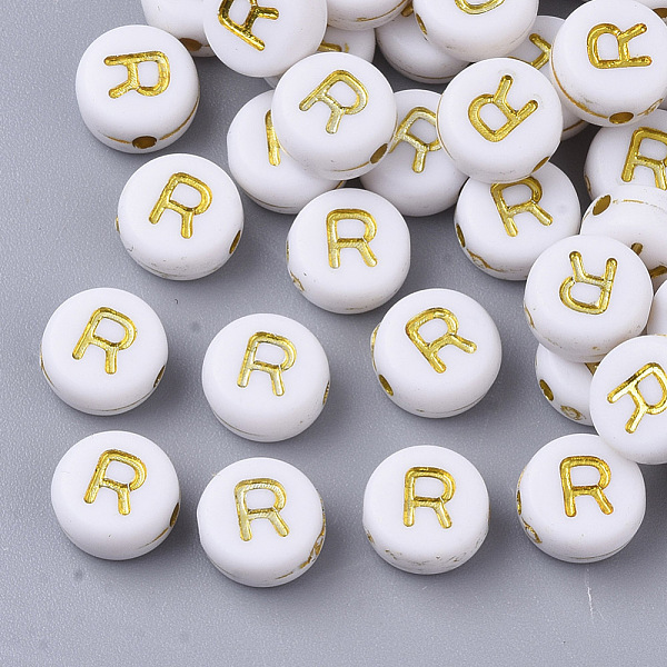PandaHall Plating Acrylic Beads, Golden Metal Enlaced, Horizontal Hole, Flat Round with Alphabet, White, Letter.R, 7x3.5mm, Hole: 1.2mm...
PandaHall Plating Acrylic Beads, Golden Metal Enlaced, Horizontal Hole, Flat Round with Alphabet, White, Letter.R, 7x3.5mm, Hole: 1.2mm...