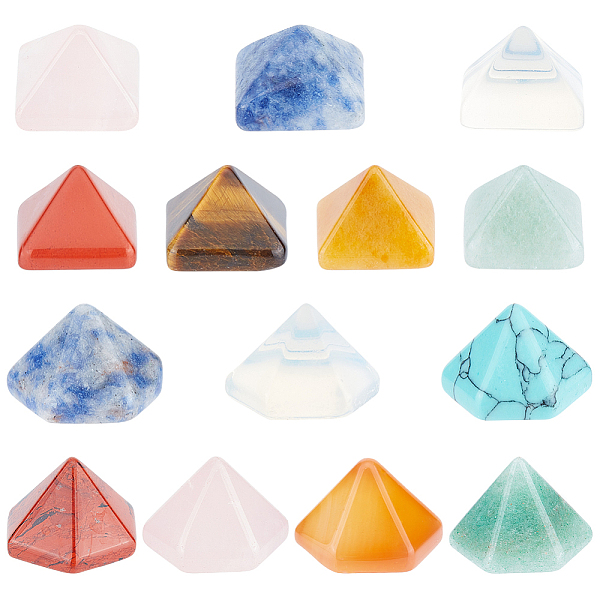 PandaHall 14Pcs 14 Style Pyramid Natural & Synthetic Gemstone Home Display Decorations, 14~16x14x10mm, 1pc/style Mixed Stone Pyramid
PandaHall 14Pcs 14 Style Pyramid Natural & Synthetic Gemstone Home Display Decorations, 14~16x14x10mm, 1pc/style Mixed Stone Pyramid