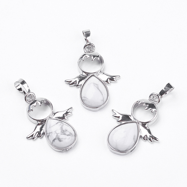 PandaHall Natural Howlite Pendants, Angel, with Brass Findings, Platinum, 34x25.5x4.5~6.5mm, Hole: 4~5x7mm Howlite Angel & Fairy
PandaHall Natural Howlite Pendants, Angel, with Brass Findings, Platinum, 34x25.5x4.5~6.5mm, Hole: 4~5x7mm Howlite Angel & Fairy