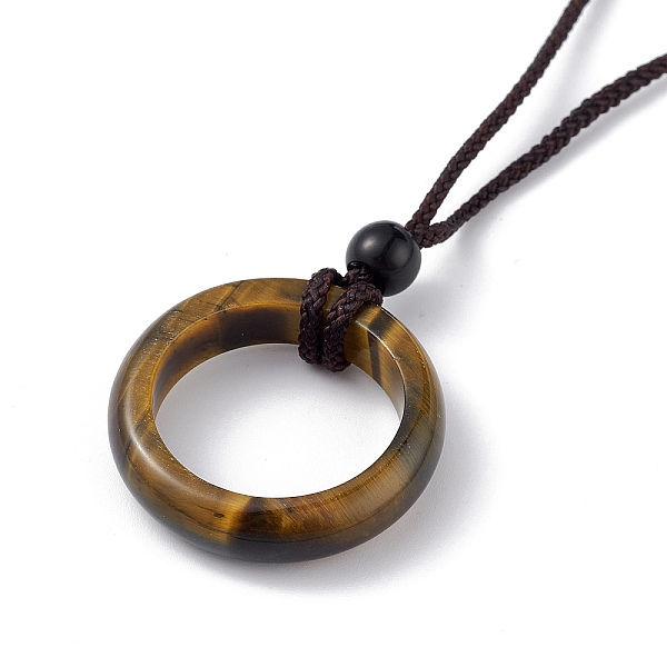 PandaHall Natural Tiger Eye Ring Pendant Necklace with Nylon Cord for Women, 27.95 inch(71cm) Tiger Eye
PandaHall Natural Tiger Eye Ring Pendant Necklace with Nylon Cord for Women, 27.95 inch(71cm) Tiger Eye