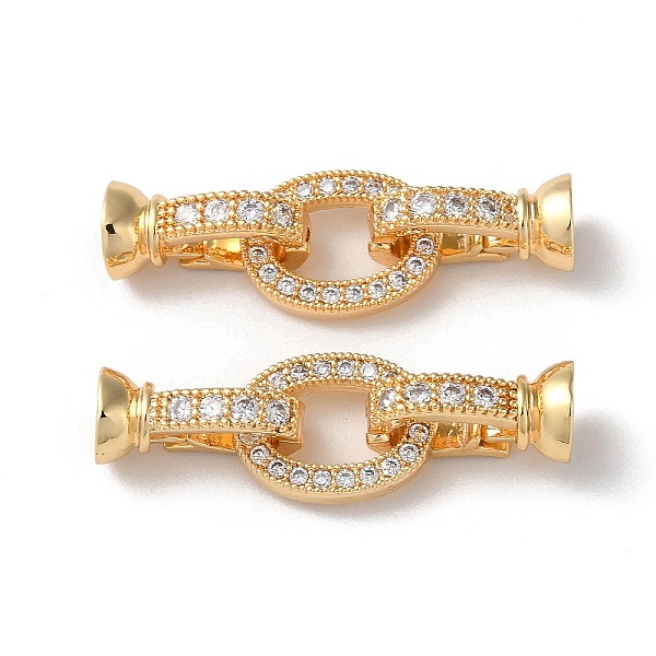 PandaHall Rack Plating Brass Pave Clear Cubic Zirconia Fold Over Clasps, Oval, Real 18K Gold Plated, Oval: 13x9.5x2mm, Clasps: 13x7x6.5mm...
PandaHall Rack Plating Brass Pave Clear Cubic Zirconia Fold Over Clasps, Oval, Real 18K Gold Plated, Oval: 13x9.5x2mm, Clasps: 13x7x6.5mm...