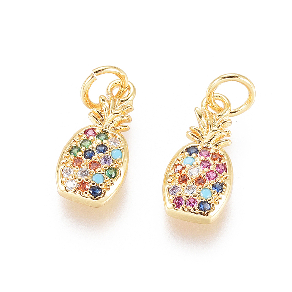 PandaHall Brass Micro Pave Cubic Zirconia Pendants, with Jump Rings, Long-Lasting Plated, Pineapple, Colorful, Golden, 14x6.5x2.5mm, Hole...
PandaHall Brass Micro Pave Cubic Zirconia Pendants, with Jump Rings, Long-Lasting Plated, Pineapple, Colorful, Golden, 14x6.5x2.5mm, Hole...