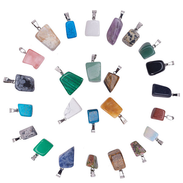 PandaHall SUNNYCLUE Natural & Synthetic Mixed Stone Pendants, with Stainless Steel Snap On Bails, Nuggets, Stainless Steel Color...
PandaHall SUNNYCLUE Natural & Synthetic Mixed Stone Pendants, with Stainless Steel Snap On Bails, Nuggets, Stainless Steel Color...