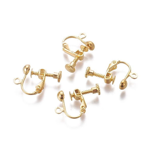 PandaHall Rack Plated Brass Screw Clip-on Earring Findings, Spiral Ear Clip, Golden, 13x17x4.5mm, Hole: 1.6mm Brass
PandaHall Rack Plated Brass Screw Clip-on Earring Findings, Spiral Ear Clip, Golden, 13x17x4.5mm, Hole: 1.6mm Brass