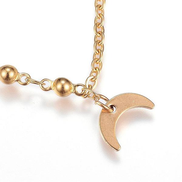 PandaHall 304 Stainless Steel Charm Bracelets, with Lobster Claw Clasps, Moon, Golden, 8-1/4 inch(215mm)x2mm 304 Stainless Steel
PandaHall 304 Stainless Steel Charm Bracelets, with Lobster Claw Clasps, Moon, Golden, 8-1/4 inch(215mm)x2mm 304 Stainless Steel