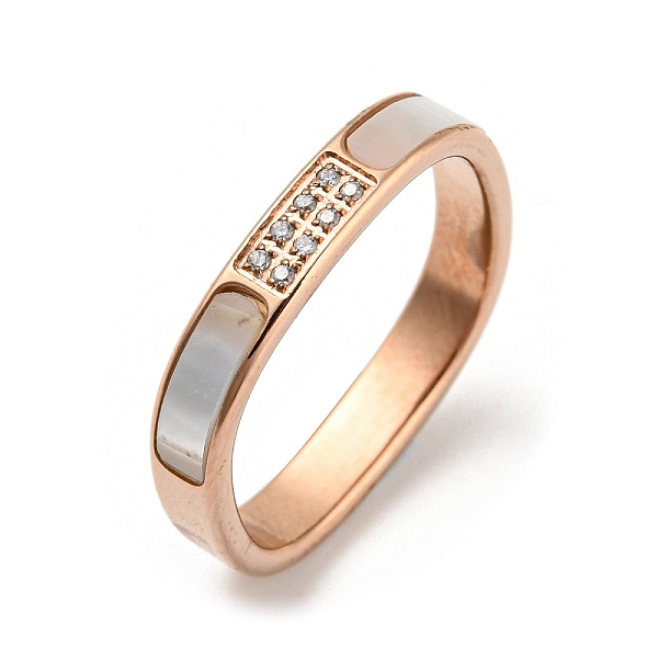 PandaHall Ion Plating(IP) 304 Stainless Steel Rectangle Finger Ring, with White Shell and Cubic Zirconia, Rose Gold, Inner Diameter: 17mm..., Clear
PandaHall Ion Plating(IP) 304 Stainless Steel Rectangle Finger Ring, with White Shell and Cubic Zirconia, Rose Gold, Inner Diameter: 17mm..., Clear