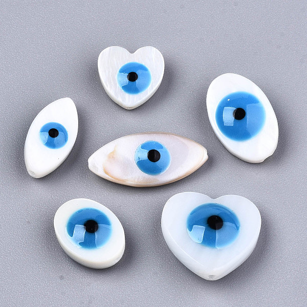 PandaHall Natural Freshwater Shell Beads, with Enamel, Enamelled Sequins, Mixed Shapes with Evil Eye, Dodger Blue, 8.5~18.5x8.5~15.5x4.5~6mm..., Multicolor
PandaHall Natural Freshwater Shell Beads, with Enamel, Enamelled Sequins, Mixed Shapes with Evil Eye, Dodger Blue, 8.5~18.5x8.5~15.5x4.5~6mm..., Multicolor