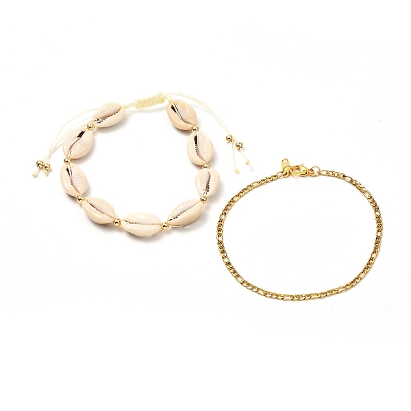 PandaHall Natural Cowrie Shell Braided Bead Anklets Set for Girl Women, 304 Stainless Steel Figaro Chains Anklets, Golden, Lemon Chiffon...
PandaHall Natural Cowrie Shell Braided Bead Anklets Set for Girl Women, 304 Stainless Steel Figaro Chains Anklets, Golden, Lemon Chiffon...