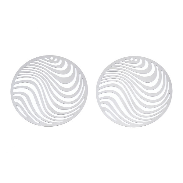 PandaHall 201 Stainless Steel Filigree Pendants, Etched Metal Embellishments, Flat Round, Stainless Steel Color, 41.5x0.2mm, Hole: 1.6mm 201...
PandaHall 201 Stainless Steel Filigree Pendants, Etched Metal Embellishments, Flat Round, Stainless Steel Color, 41.5x0.2mm, Hole: 1.6mm 201...