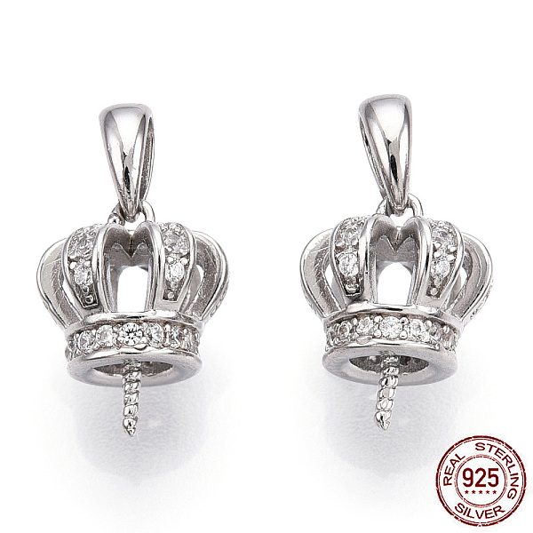 PandaHall Rhodium Plated 925 Sterling Silver Micro Pave Cubic Zirconia Screw Eye Peg Bails, Crown, For Half Drilled Beads, Nickel Free, with..., Clear
PandaHall Rhodium Plated 925 Sterling Silver Micro Pave Cubic Zirconia Screw Eye Peg Bails, Crown, For Half Drilled Beads, Nickel Free, with..., Clear