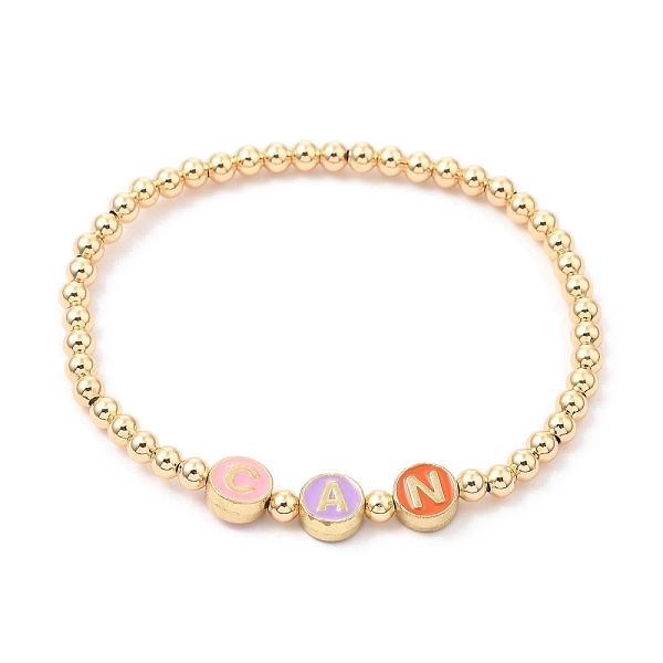 PandaHall Brass Stretch Beaded Bracelets, with Flat Round Alloy Enamel Beads, Word Can, Golden, Inner Diameter: 2-1/4 inch(5.85cm) Brass
PandaHall Brass Stretch Beaded Bracelets, with Flat Round Alloy Enamel Beads, Word Can, Golden, Inner Diameter: 2-1/4 inch(5.85cm) Brass