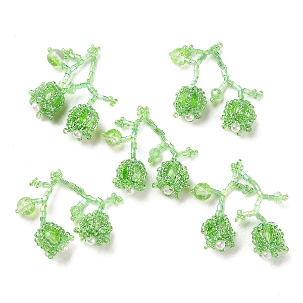 PandaHall Seed & Acrylic & ABS Plastic Pearl Beaded Pendants, Cherry Charms, Lime Green, 30~32x33~35x12~13mm, Hole: 1.2~1.4mm Glass Cherry
PandaHall Seed & Acrylic & ABS Plastic Pearl Beaded Pendants, Cherry Charms, Lime Green, 30~32x33~35x12~13mm, Hole: 1.2~1.4mm Glass Cherry