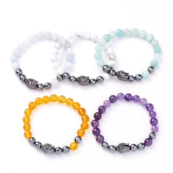 PandaHall Natural Mixed Stone & Non-magnetic Synthetic Hematite Round Beads Energy Power Stretch Bracelet for Girl Women, Buddha Head Brass...
PandaHall Natural Mixed Stone & Non-magnetic Synthetic Hematite Round Beads Energy Power Stretch Bracelet for Girl Women, Buddha Head Brass...