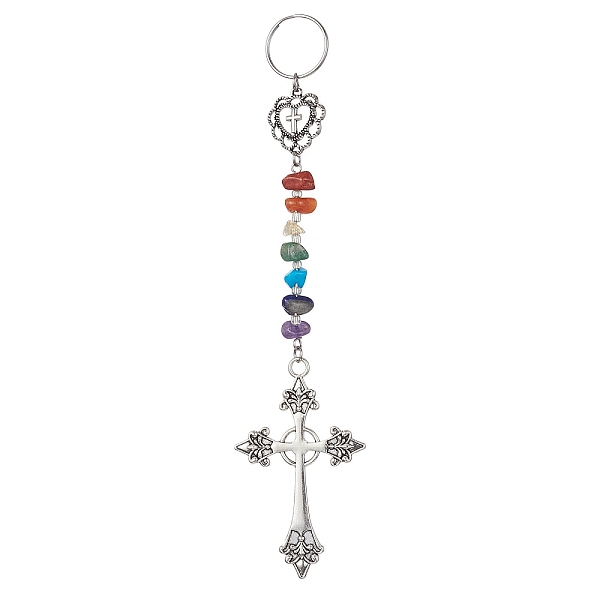 PandaHall Tibetan Style Alloy Keychains, with Chakra Gemstone Chips and 304 Stainless Steel Split Key Rings, Cross, 170mm Alloy Cross
PandaHall Tibetan Style Alloy Keychains, with Chakra Gemstone Chips and 304 Stainless Steel Split Key Rings, Cross, 170mm Alloy Cross