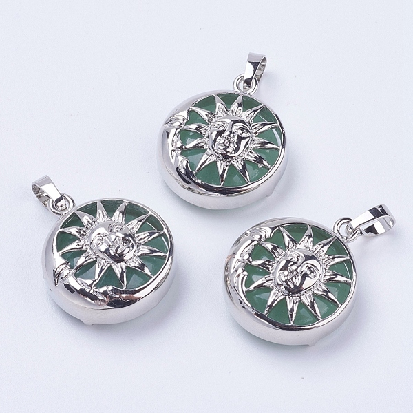 PandaHall Natural Green Aventurine Pendants, with Brass Findings, Flat Round with Sun, Platinum, 28x24x9~10mm, Hole: 5x7mm Green Aventurine...
PandaHall Natural Green Aventurine Pendants, with Brass Findings, Flat Round with Sun, Platinum, 28x24x9~10mm, Hole: 5x7mm Green Aventurine...