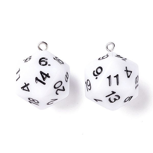 PandaHall Opaque Acrylic Pendants, with Platinum Plated Iron Findings, Faceted, Polyhedral Dice, D20, White, 27.5x20x20mm, Hole: 2mm Acrylic...
PandaHall Opaque Acrylic Pendants, with Platinum Plated Iron Findings, Faceted, Polyhedral Dice, D20, White, 27.5x20x20mm, Hole: 2mm Acrylic...
