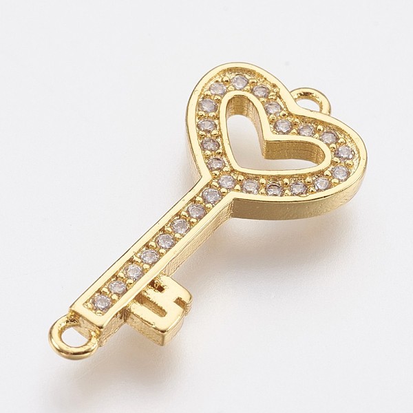 PandaHall Brass Micro Pave Cubic Zirconia Links, Key, Golden, 24x11.5x2mm, Hole: 1.2mm Brass+Cubic Zirconia Key
PandaHall Brass Micro Pave Cubic Zirconia Links, Key, Golden, 24x11.5x2mm, Hole: 1.2mm Brass+Cubic Zirconia Key