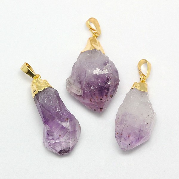 PandaHall Natural Raw Rough Gemstone Amethyst Pendants, with Golden Plated Brass Findings, Irregular Nuggets 20~38x13~22x12~27mm, Hole..., Purple
PandaHall Natural Raw Rough Gemstone Amethyst Pendants, with Golden Plated Brass Findings, Irregular Nuggets 20~38x13~22x12~27mm, Hole..., Purple