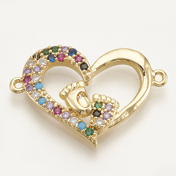 PandaHall Brass Micro Pave Cubic Zirconia Links, Heart with Footed, Colorful, Golden, 18x26.5x3.5mm, Hole: 1.2mm Brass+Cubic Zirconia Heart
PandaHall Brass Micro Pave Cubic Zirconia Links, Heart with Footed, Colorful, Golden, 18x26.5x3.5mm, Hole: 1.2mm Brass+Cubic Zirconia Heart