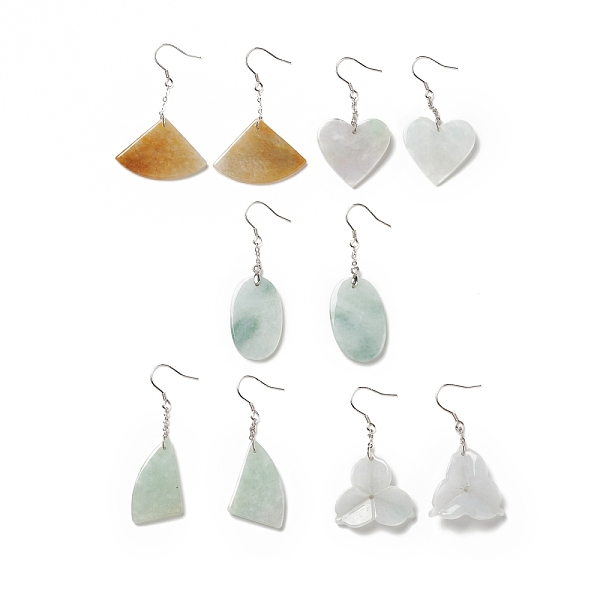 PandaHall Natural Myanmar Jade/Burmese Jade Dangle Earrings with 925 Sterling Silver Pin for Women, Mixed Shape, Mixed Color, 46~50mm, Pin..., Multicolor
PandaHall Natural Myanmar Jade/Burmese Jade Dangle Earrings with 925 Sterling Silver Pin for Women, Mixed Shape, Mixed Color, 46~50mm, Pin..., Multicolor
