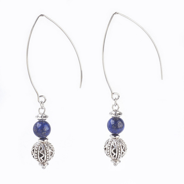 PandaHall Natural Lapis Lazuli Beads Dangle Earrings, with Alloy Findings and 304 Stainless Steel Earring Hooks, Round, Stainless Steel...
PandaHall Natural Lapis Lazuli Beads Dangle Earrings, with Alloy Findings and 304 Stainless Steel Earring Hooks, Round, Stainless Steel...