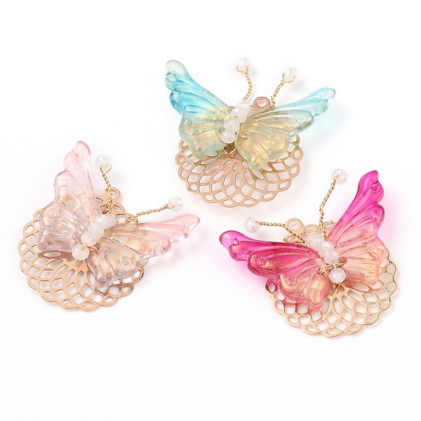 PandaHall Handmade Glitter Powder Glass Wire Wrapped Pendants, with Golden Plated Brass Filigree Pendants, Butterfly with Flat Round, Mixed..., Multicolor
PandaHall Handmade Glitter Powder Glass Wire Wrapped Pendants, with Golden Plated Brass Filigree Pendants, Butterfly with Flat Round, Mixed..., Multicolor