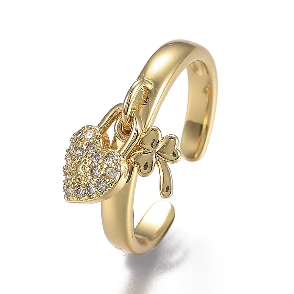 PandaHall Adjustable Brass Micro Pave Clear Cubic Zirconia Cuff Rings, Open Rings, Long-Lasting Plated, Clover & Heart Lock, Real 18K Gold...
PandaHall Adjustable Brass Micro Pave Clear Cubic Zirconia Cuff Rings, Open Rings, Long-Lasting Plated, Clover & Heart Lock, Real 18K Gold...